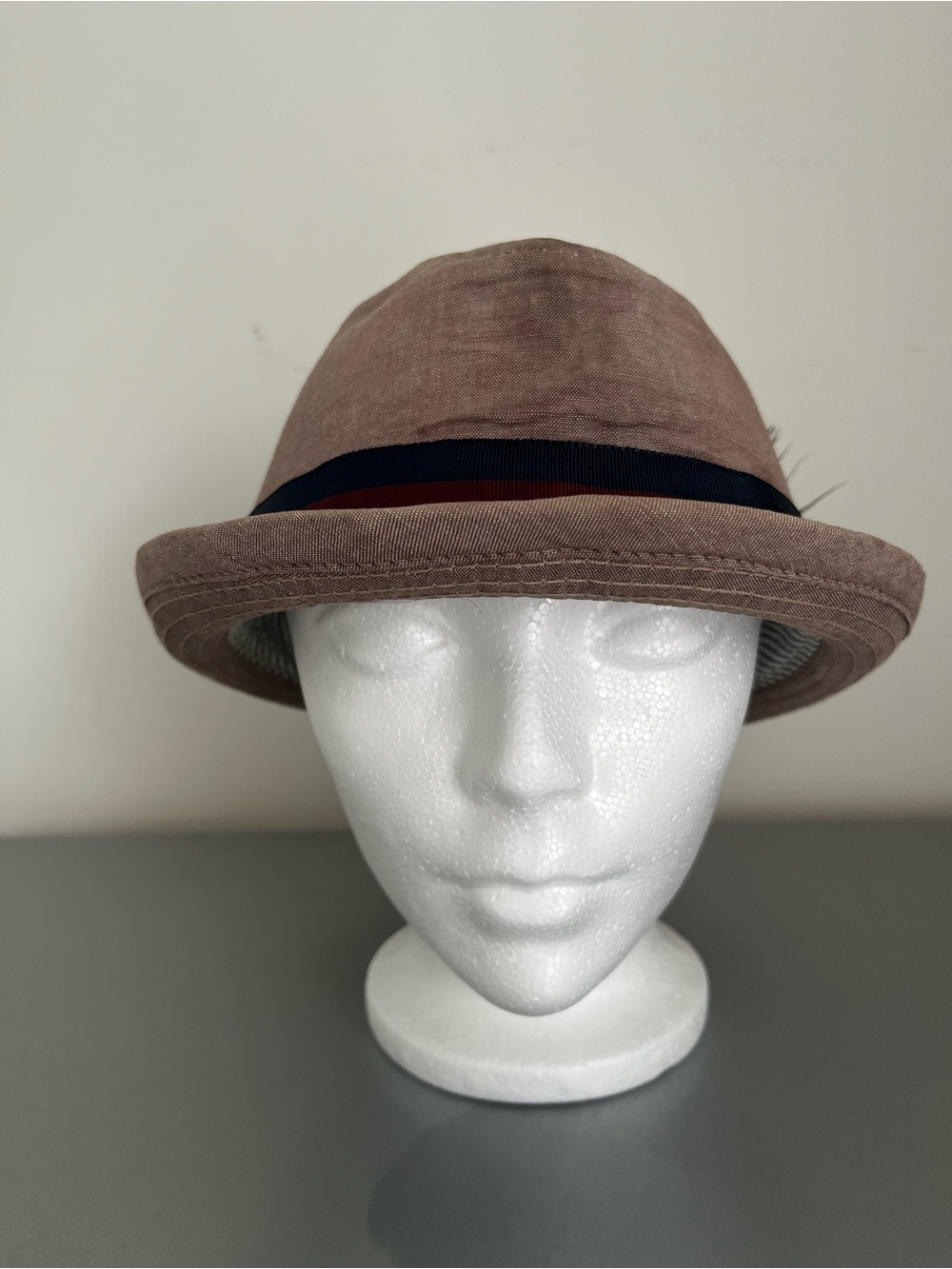 Goorin Bros. Brown Tweed-Look 100% Cotton Fedora with Feather Accent - Size L
